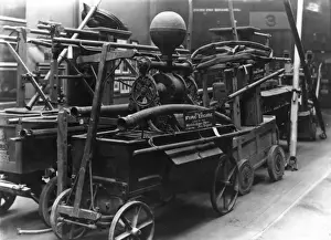 London Fire Service History Prints: Old fire engine in a museum
