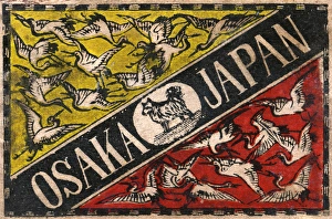 Old Japanese Matchbox label with Whooping Cranes Old Japanese Matchbox label with Whooping Cranes
