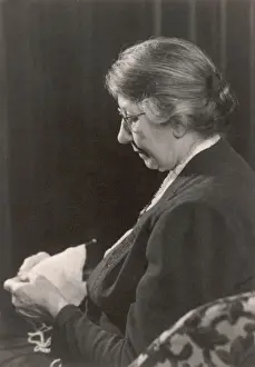 Portrait of an Old Lady Knitting Print