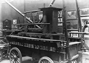LFB Service History Prints: Old manual fire engine in a museum