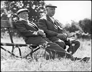 Park Bench Scene Prints: Old Men on Park Bench