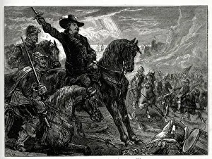 Oliver Cromwell leading the English New Model Army against a Scottish army led by David Oliver Cromwell leading the English New Model Army against a Scottish army led by David