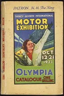 Olympia Motor Show Print: A Cheery Woman Driver