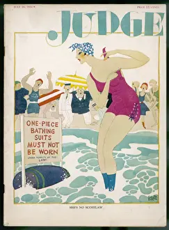 Red One-Piece Bathing Costume Print
