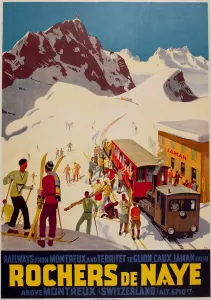 Vintage Rochers de Naye Railway Print, Switzerland