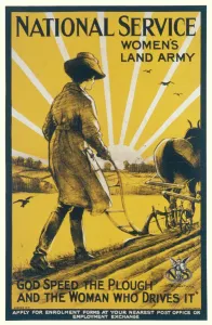 Recruitment Prints: Womens Land Army Print: Guiding the Plough