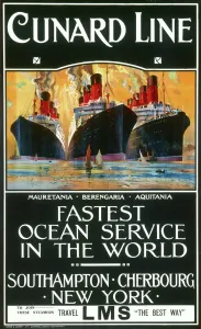 Cunard Line Print, Mauretania and Aquitania Ships