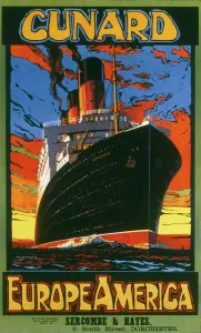 Steamship Prints: Cunard Line Europe to America Print