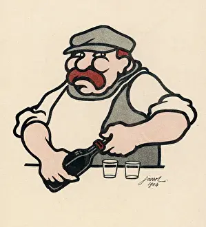 Opening a Bottle Print by Mary Evans