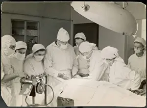 Operating Table Print: Student Nurses Observe a Surgeon