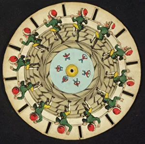 Optical illusion disc with man jumping rope and a man sticki Optical illusion disc with man jumping rope and a man sticki