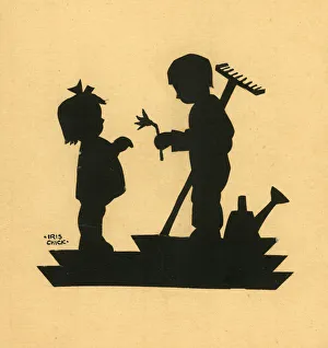 Original Artwork - Boy giving flower to little girl Original Artwork - Boy giving flower to little girl