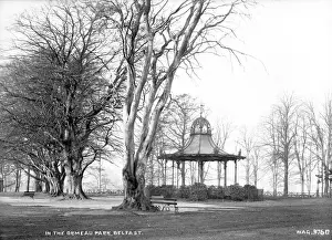 Prints of In the Ormeau Park, Belfast - a view of the Bandstand in the park. (Location: Northern Ireland: County Antrim: Belfast). Date: circa early 1900s County Antrim Prints: Early 20th Century Print of Ormeau Park Bandstand, Belfast