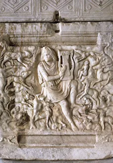 Orpheus playing his lyre. Relief from Thessaloniki. Greece Orpheus playing his lyre. Relief from Thessaloniki. Greece