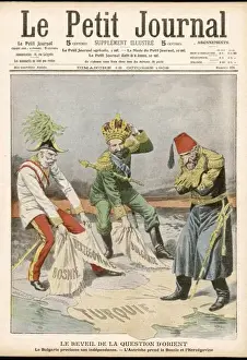 Prints of Abdul Hamid II of Turkey is helpless as parts of the Ottoman Empire are whipped from beneath his feet by Bulgaria and Austria Bulgaria Prints: Ottoman Empire Print: Abdul Hamid II Losing Territory