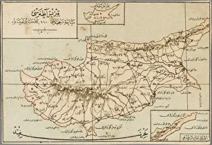 Cyprus Prints: Ottoman Map of Cyprus Print, 19th Century