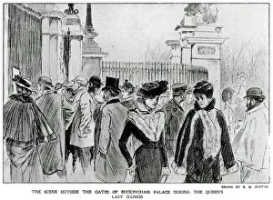 Outside gates of Buckingham Palace during Queen's illness Outside gates of Buckingham Palace during Queen's illness