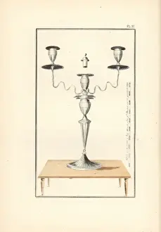 Oval Chinoiserie Candlestick Print, 1885