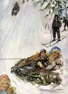 Vintage Winter Images Prints: Overturned Sledge 1905