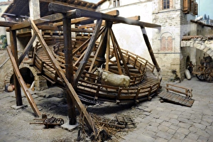 Ox treadmill, uper Italy, ca. 1600. Were used to drive corn Ox treadmill, uper Italy, ca. 1600. Were used to drive corn