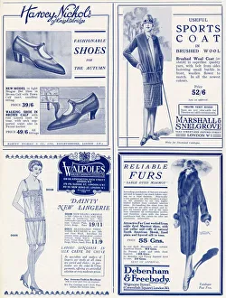 Page of fashion adverts - October 1927 Page of fashion adverts - October 1927