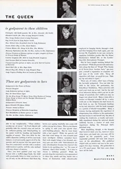 Page from The Tatler reporting on the godparents to the Queen's children Page from The Tatler reporting on the godparents to the Queen's children