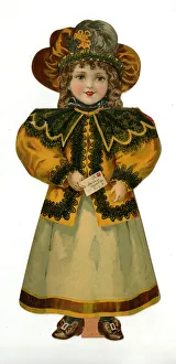 Paper Doll in beige and orange costume Paper Doll in beige and orange costume