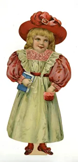 Paper Doll in red, cream and pink costume Paper Doll in red, cream and pink costume