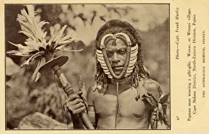 Papuan Man wearing a gibi-gibi - Wonar village Papuan Man wearing a gibi-gibi - Wonar village