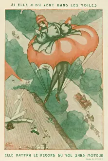 Lady Aviator Wears Skirt Parachute Print