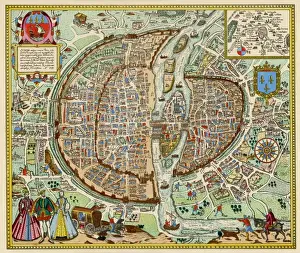 Map Prints: Paris in 1578 Print, a detailed city plan