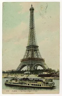 Eiffel Tower Prints: Paris Print from the River Seine 1908