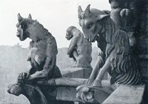 Prints of A trio of gargoyles France Prints: Paris Notre Dame A Trio of Gargoyles Print