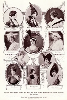 Parisienne models wearing fashionable feathered hats 1914 Parisienne models wearing fashionable feathered hats 1914