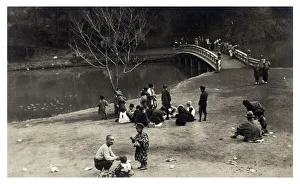 Park at Yokohama, Japan - late 1920s - the boys and men have adopted European Western dress, however Park at Yokohama, Japan - late 1920s - the boys and men have adopted European Western dress, however