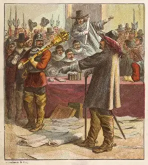 Print of Parliament Dissolved, Cromwell's Soldier Removing the Mace
