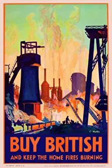 Patriotic poster, Buy British, keep the home fires burning Patriotic poster, Buy British, keep the home fires burning