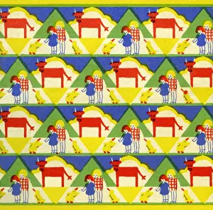 Historical Children's Book Art Prints: A pattern of farm scenes