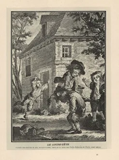 Peasant boys playing coupe-tete or leap-frog, 18th century Peasant boys playing coupe-tete or leap-frog, 18th century