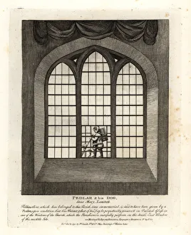 Pedlar and his dog in the window of Saint Mary-at-Lambeth Pedlar and his dog in the window of Saint Mary-at-Lambeth