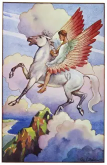 Winged Horse Mythology Prints: Pegasus in Flight