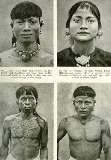 Four people of Borneo, SE Asia Four people of Borneo, SE Asia