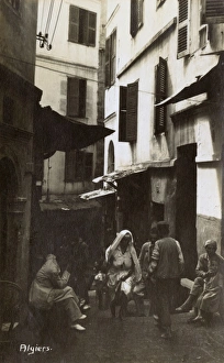 People in a narrow street, Algiers, Algeria People in a narrow street, Algiers, Algeria