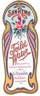 Perfume label, San Remo toilet water by Lynas Perfume label, San Remo toilet water by Lynas