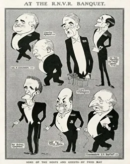 Personalities at the Royal Naval Volunteer Reserve banquet caricatured by Fred May Personalities at the Royal Naval Volunteer Reserve banquet caricatured by Fred May