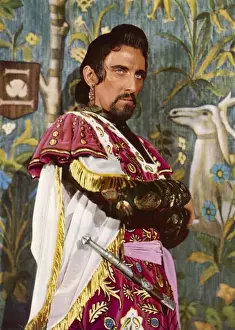 Prints of PETER WILTON CUSHING British actor famous for appearing in Hammer Horror films, in Star Wars and as a cinematic Dr Who, pictured as Sir Palomides in the film, The Black Knight Horror Movie Posters: Peter Cushing Print - British Actor and Hammer Horror Star