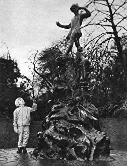 Peter Pan Statue Prints: Peter Pan statue without his pipe