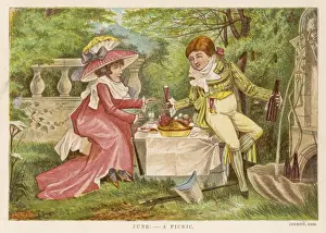 Picnic for Two Print - A Couple's Outdoor Scene