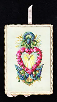 Pink and blue flowers with dove on a greetings card Pink and blue flowers with dove on a greetings card