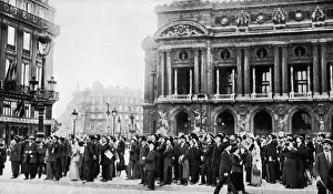 Print of Civilians in Place de l'Opera, Paris during World War I